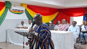 Dr Bawumia addressig the gathering at Boltan