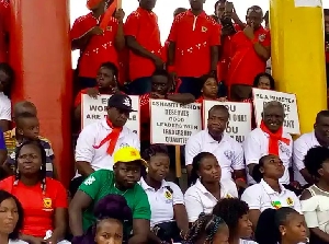 ECG workers clad in red