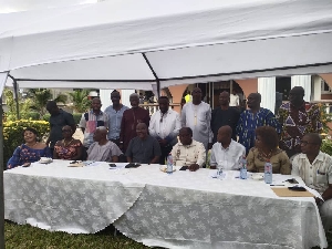 Nii Ayikoi Otoo flanked by chairmen of the standing committees of the GaDangme council
