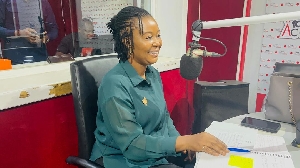 Ewuraba Aubynn in the studio of Accra 100.5 FM