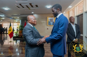 Akufo-Addo welcoming newly elected Snegalese president to the Jubilee House