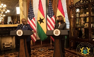 Ghana President Akufo-Addo (L) US Vice President Kamala Harris