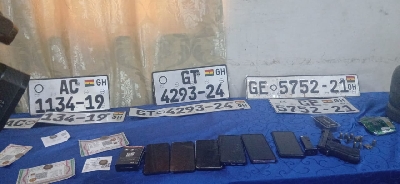Car number plates retrieved by police upon dismantling the carjacking Duku Syndicate