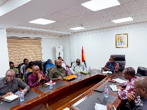 Madam Dorcas Affo-Toffey, engaging with NRSC team