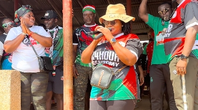 NDC MP for Krowor Dr Agnes Naa Momo Lartey addressing an audience at a health walk organised on Sunday, November 24, 2024