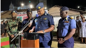 Air Commodore Eric Yirenkyi addressing the gathering at vigil