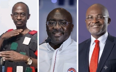 Johnson Asiedu Nketia (L), Dr Mahamudu Bawumia (C), and Kennedy Ohene Agyapong (R)