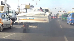 Air pollution on a busy road in Accra, Ghana