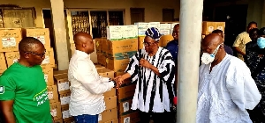 Speaker making the donation Upper East Regional Directorate