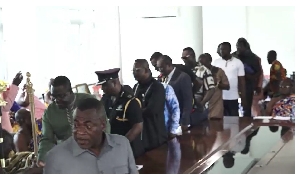 The Regional Minister nad his enotourage greeting chiefs at the  durbar
