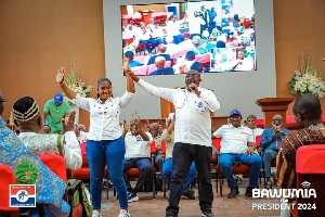 Dr Bawumia introducing Akosua Manua as PC  for  Adenta during 2024 general elections