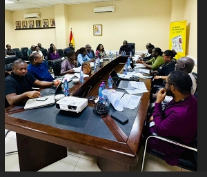 Amassador Zita Benson engaging with NIA  officials in Accra