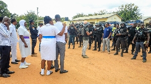 Police officers preparing for the blood  donation in Bole
