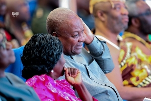 Vice President Jane Naana Opoku-Agyemang and President Mahama interacting