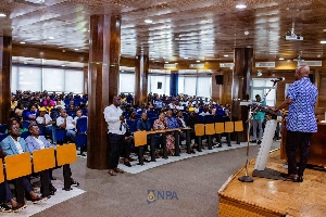 NPA CEO addressing staff at the durbar