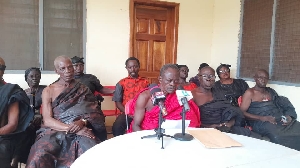 Nana Asamaa Kofi Ofori Adu addressing the press