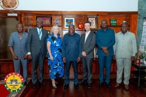 Frank Bekoe left with Speaker and the UK delegation