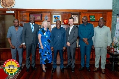 Frank Bekoe left with Speaker and the UK delegation