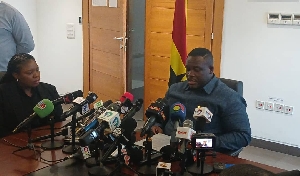 Sam Nartey George adressing the press