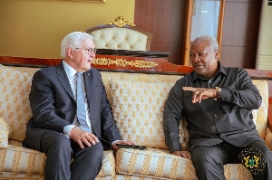 President Mahama and H.E. Frank-Walter Steinmeier n a chat at the Jubilee House