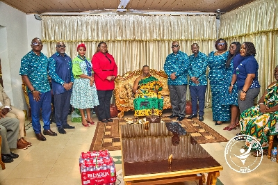 NHIA delegation calling on the Ga Mantse at his residence in Accra
