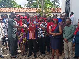The union leaders declaring the strike in Accra
