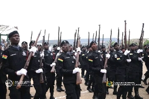 Police recruits passing out in Koforidua