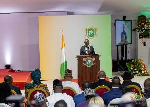 Ivory Coast's President Alhassan Ouattara at his swearing-in ceremony