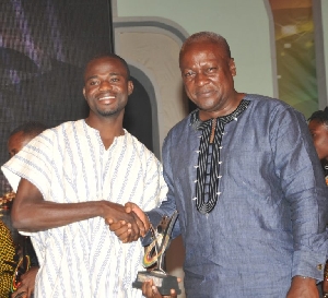 A file phot of President John Mahama and Manasseh Azure Awuni