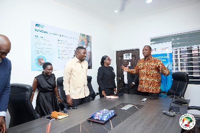 Obuobia Darko-Opoku interacting with  Dr. Kwame Yeboah