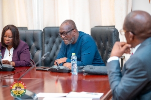 Prof H. Kwasi Prempeh engaging Speaker of Parliament