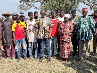 Dr Apaak with members of the beneficiary communities after the sod -cutting