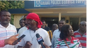 NDC supporters at the p[olice station in Assin Central