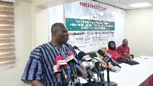 Group convener speaking at a press confab in in Accra