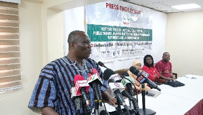 Group convener speaking at a press confab in in Accra