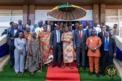 Minster at the NIB's launch in Accra