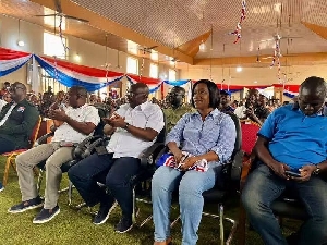 Dr Bawumia seated with his team at Atiwa