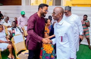 Kimathy Agyemang-Rawlings greet Johnson Asiedu-Nketia, National chairman of NDC