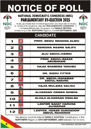 NDC unveils Notice  of Polls for Tamale Central