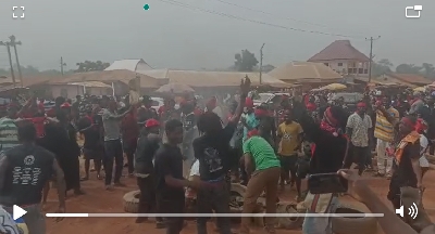 Angry resident demonstrating