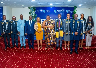 Dr Abiba Zakariah with the new executives at  the investiture