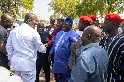 Samuel Abu Jinapor interacting some leaders in Damango