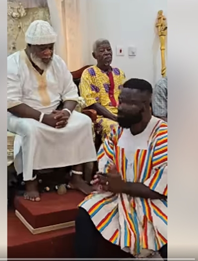 Kwame  Afrifa -Mensah seeking the blessing of Gborbu Wulomo