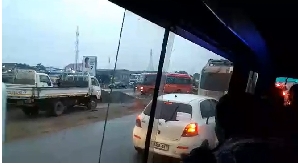 fuel Tanker  catches fire Accra -Tema motorway