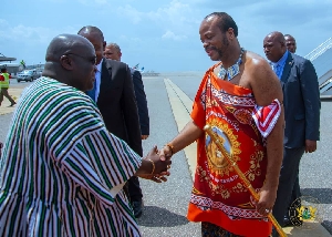 Chief of Staff welcoming the king to Ghana