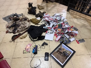 Items retrieved from the raid in Ashanti Region