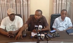 Hon. Vincent Antwi Adjei addressing the media