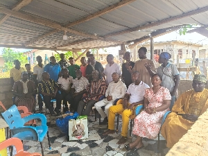 Mr Abraham Aidoo on his campaign engagement in Kpone Katamanso