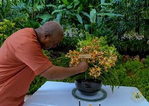 President John Mahama in Singapore where an orchid was named after him