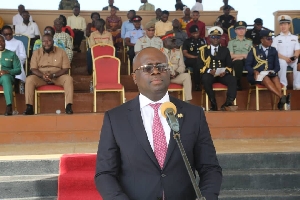 Dr Edward Omane Boamah addressing the gatherin g in Accra